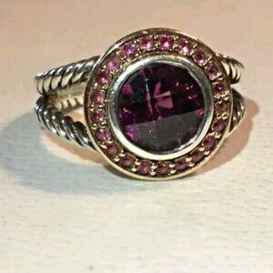 David Yurman Garnet & Pink Sapphire Cerise Ring 6 Rare